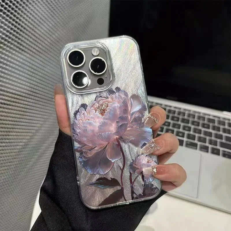Pink Peony Lotus Phone Case for Xiaomi Redmi Note 14 13 12 12S 11 10C 13C 14C 10 S Pro Plus 4G 5G Feather Chiffon Texture Cover