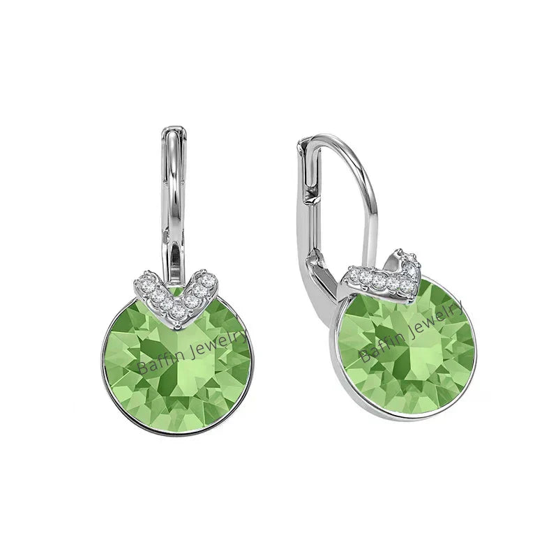 Mini Bella V Drop Earring for Women Friends Birthday Crystals from Austria Round Cut Dangle Silver Gold Color Pierced Jewelry
