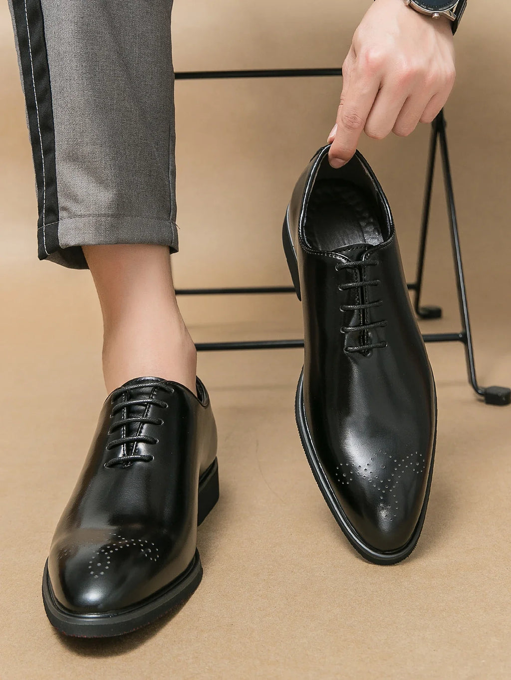 Men's Genuine Leather Dress Shoes Classic Oxford Soft Comfortable Lining Non-Slip Rubber Sole Business Office Formal Occasions
