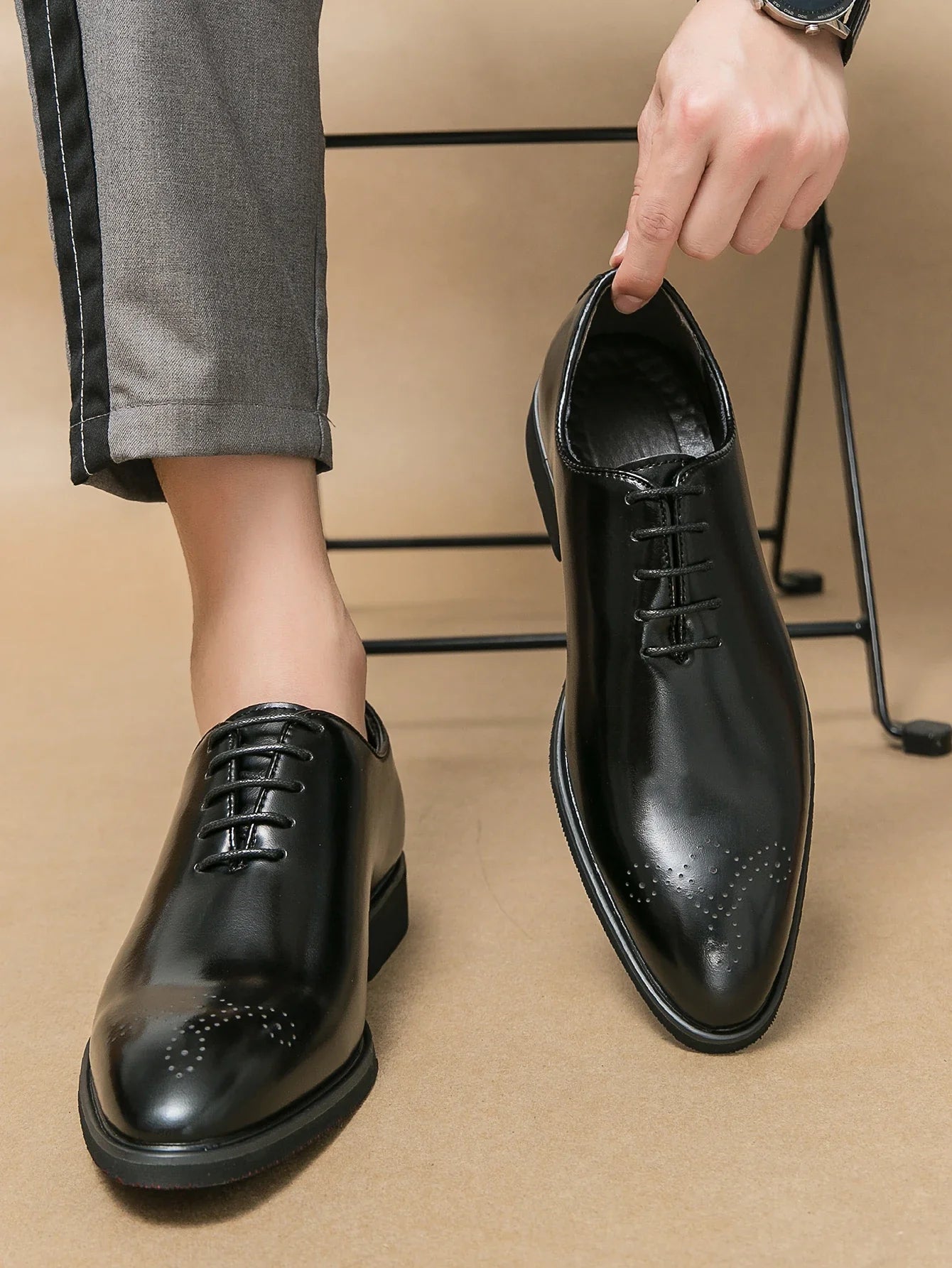 Men's Genuine Leather Dress Shoes Classic Oxford Soft Comfortable Lining Non-Slip Rubber Sole Business Office Formal Occasions