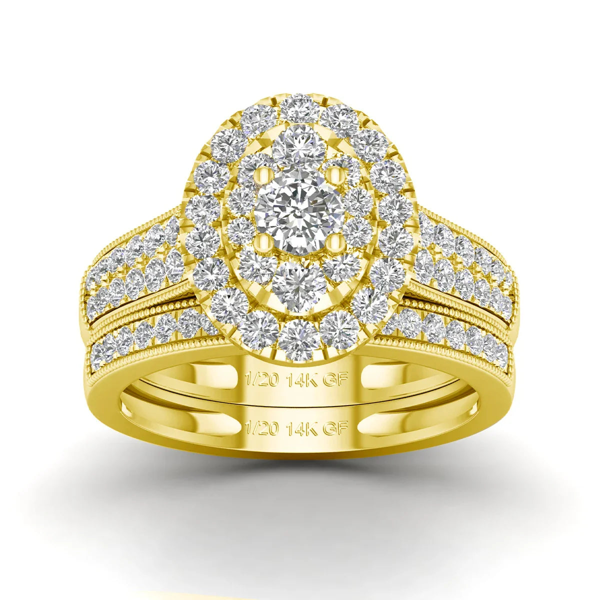 2pcs 14k Gold Filled Rings Set Moissanite Diamonds Certified Wedding Jewelry For Women Waterproof Bride Gift Non Tarnish