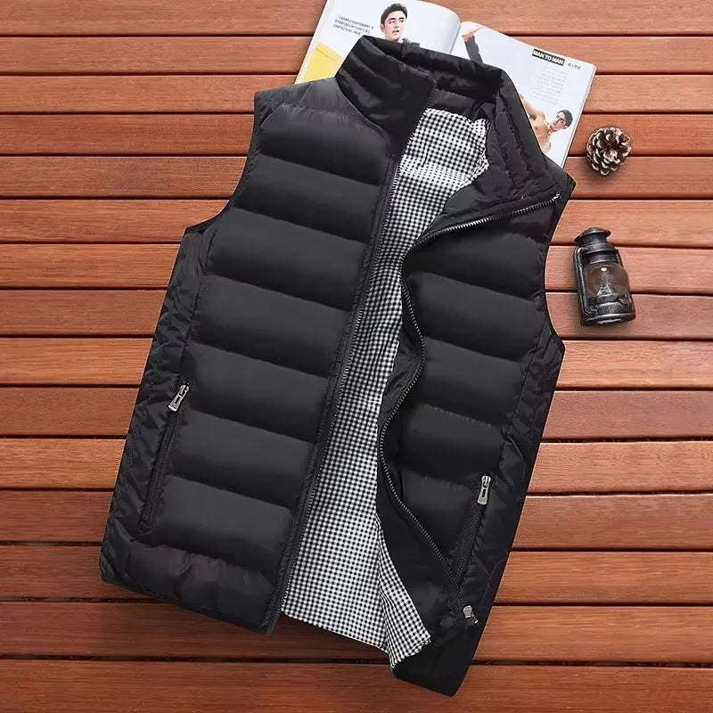 Men's Embroidery Brand High Quality Warm Vest Vest, Autumn and Winter Luxury Fashion Brand, Sleeveless Outdoor Windproof Jacket