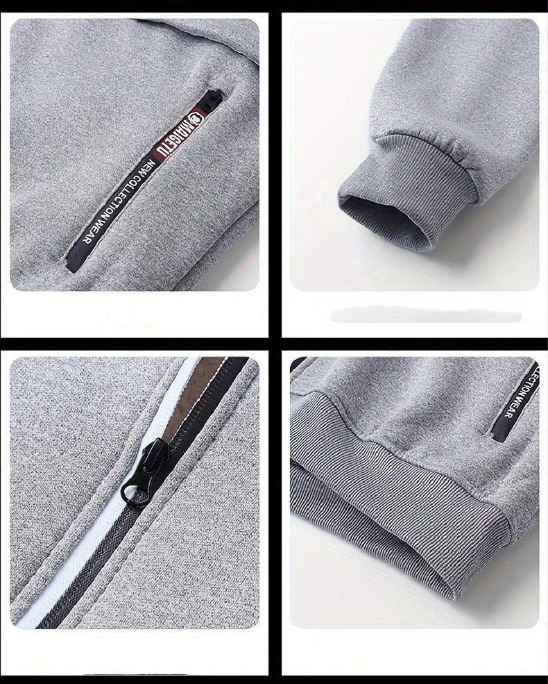 Winter Lambswool Zipper Hoodies Thicken Warm Jackets Long Sleeve Sweatshirts Casual Sports Fleece Black Coats Hooded Men Coat To