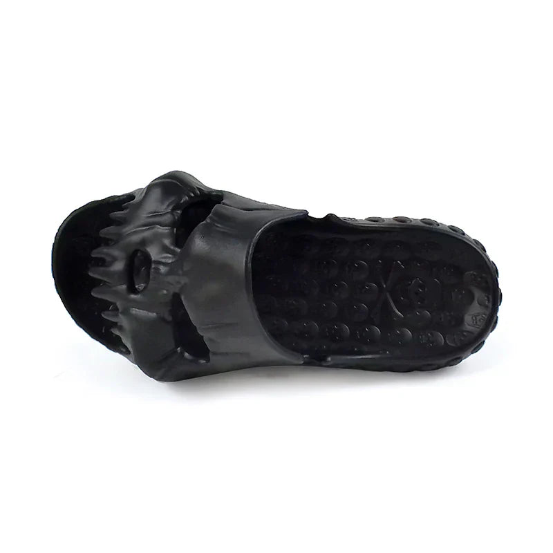 Men’s and Women’s Fashionable Soft Home Slippers – Shower Sandals with Skull Design in Black, White, Brown