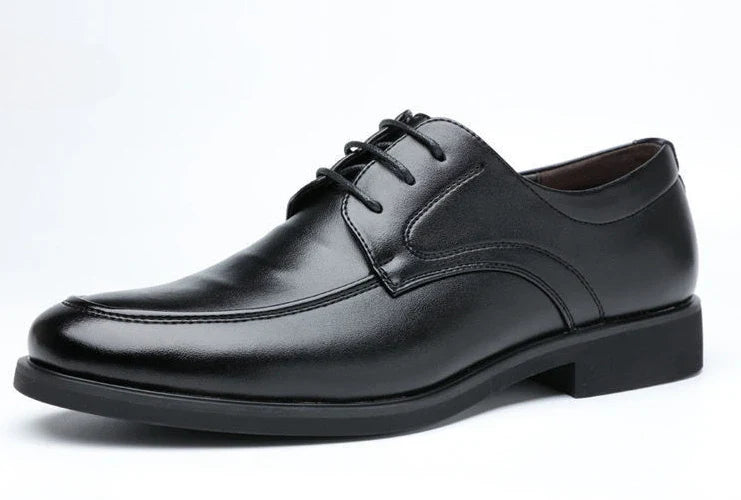 Office Men's Leather Derby Shoes Flat Black Male Casual Shoe Lace Up New in Promotion Adults Fashion 2025 Classic Original Trend