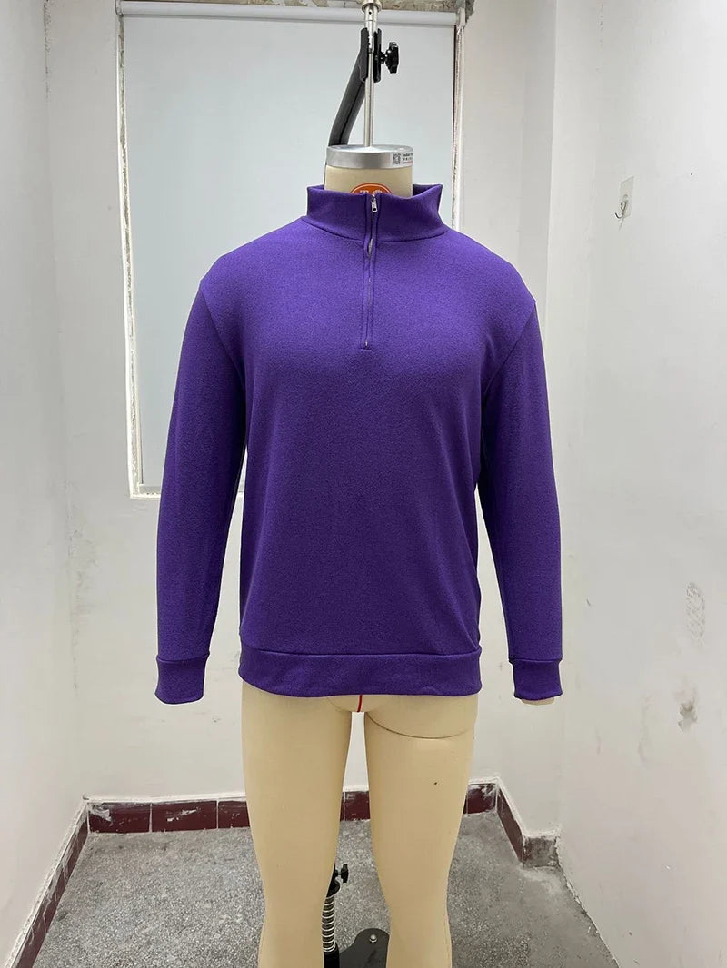 Men's Casual Sweater New V-neck Long Sleeve Pullover Outdoor Work Sweatshirts Autumn Lightweight Half Zipper Sweater Winter Top
