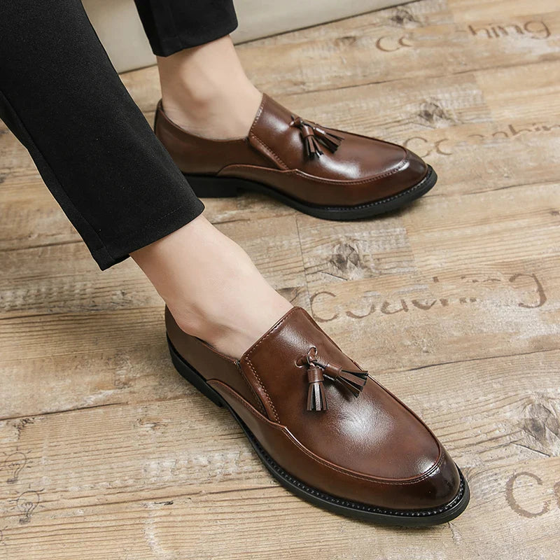 Luxury Designer Mens Business Formal Leather Dress Black Brand Casual Shoes Wedding for Men Office Luxury Flats Footwear Loafers