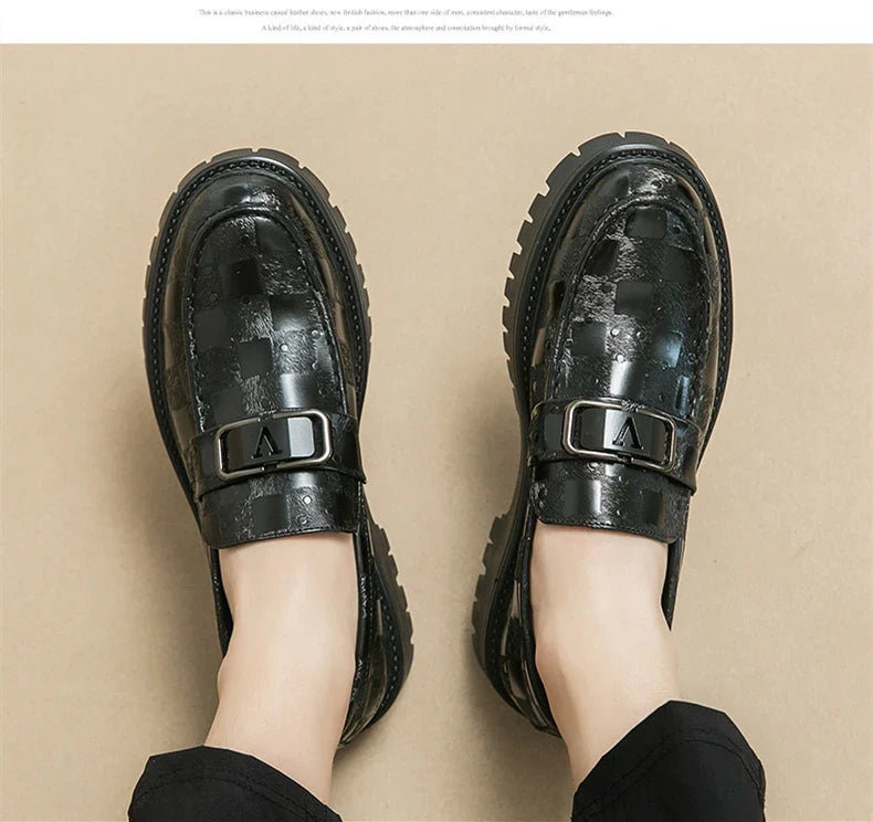 New Platform Men's Casual Shoes Comfortable Fashion Luxury Loafers Men's Leather Shoes Heightening Loafers Beans Driving Shoes