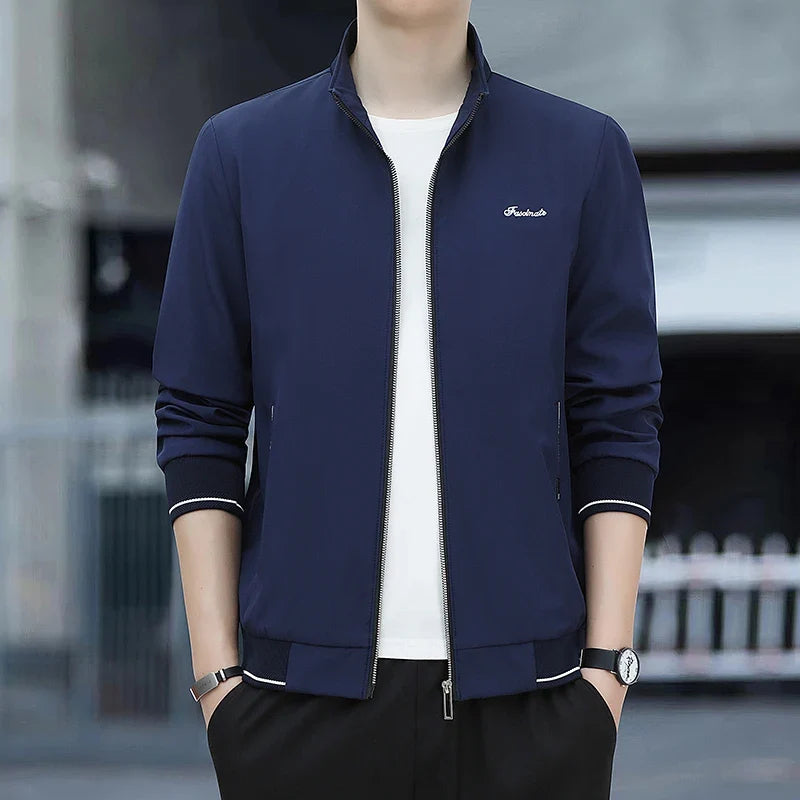 Spring Autumn New Men Lapel Jacket Coats Fashion Fabric Comfortable Breathable Sweat Absorption Comfortable Slim Version Coats