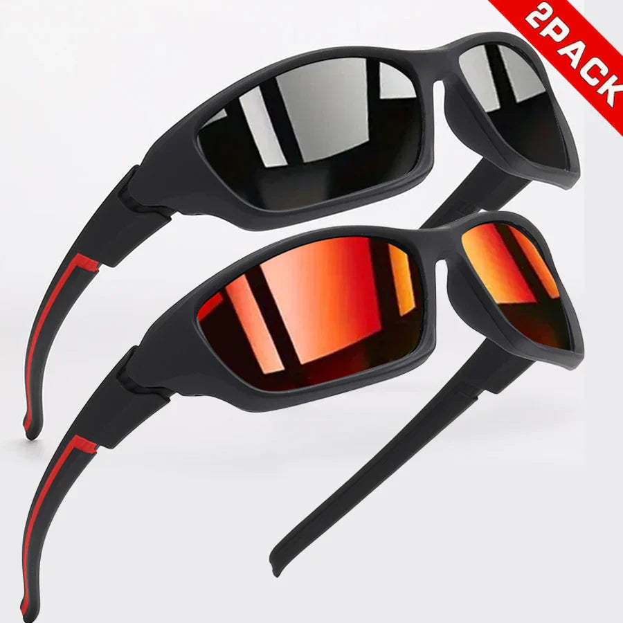 2PCS Colorful Sports Sunglasses - Wraparound Design, UV400 Unisex Comfort Fit for Cycling, Hiking & Outdoor