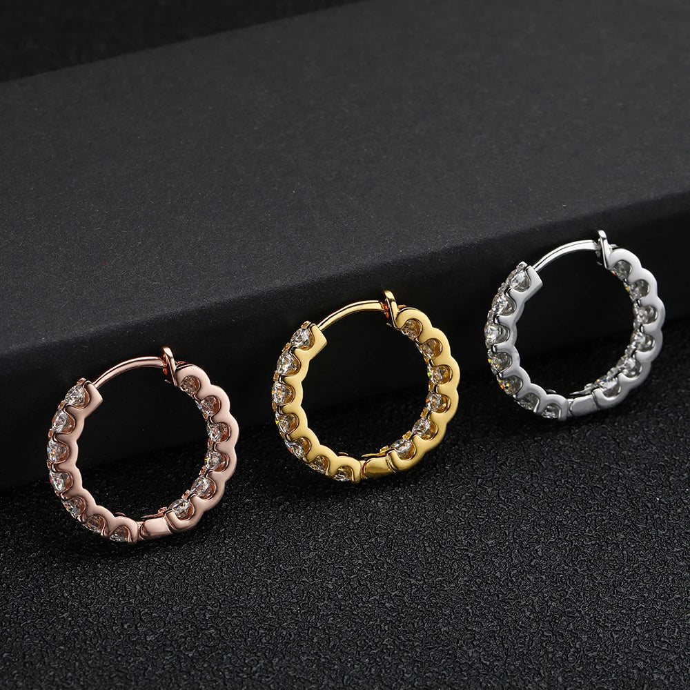 2.6cttw D Color Moissanite Earrings for Women 100% S925 Sterling Silver Hoop Earrings Plated 18K Fine Jewelry Wholesale