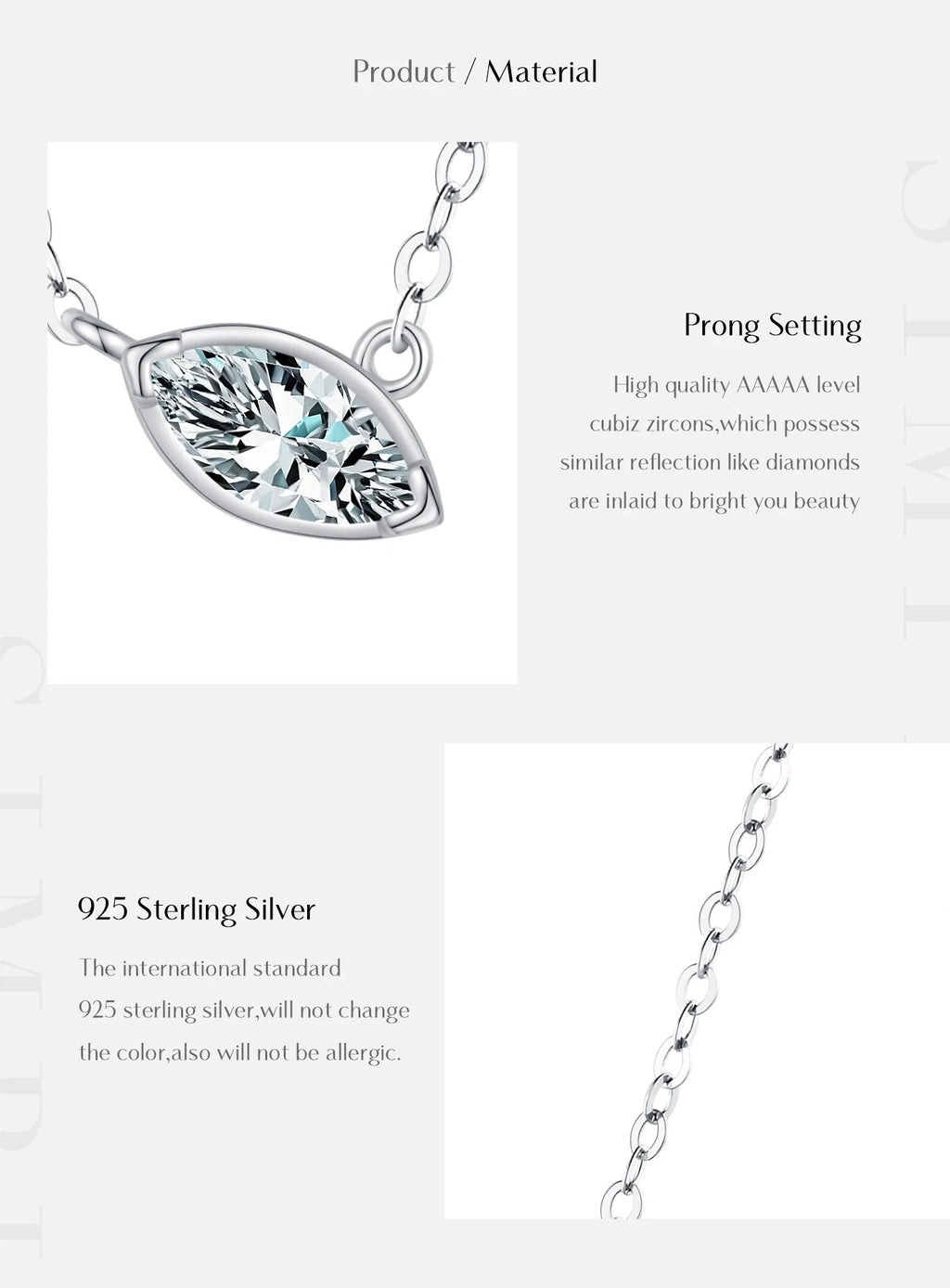 925 Sterling Silver Geometric Cubic Zirconia Pendant Necklace Fashion Stackable Asymmetrical Jewelry For Women Fine Gifts