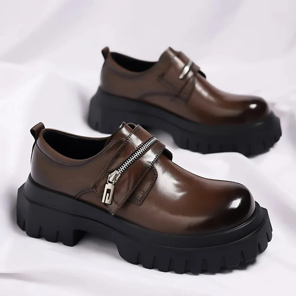 2026 New Derby men's leather shoes Thick bottomed British style design Leisure Party Business Office Luxury adult shoes