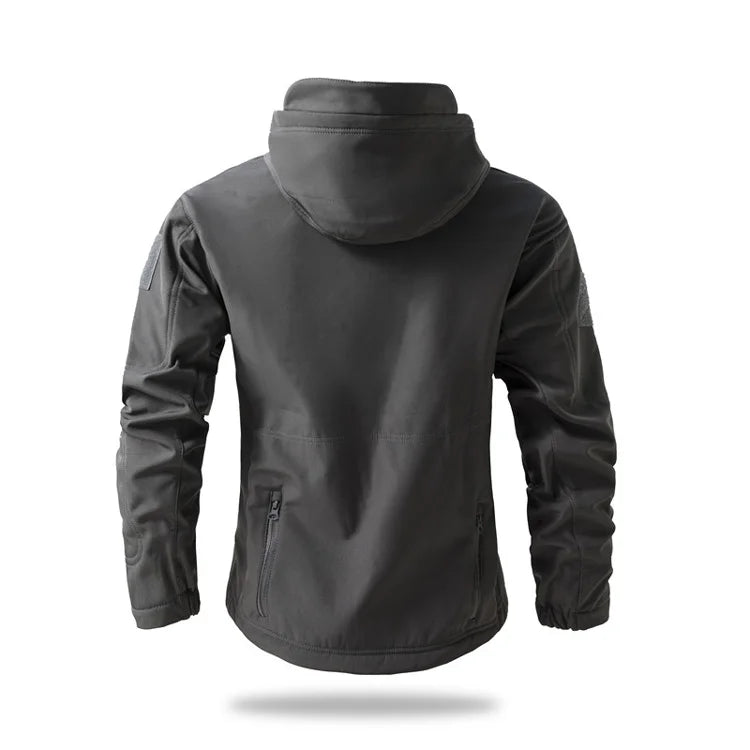 New Soft Shell Tactical Jacket  Men Winter Fleece Hooded Coat Hunting Clothes Outdoor Camouflage CS Tops Waterproof Windproof