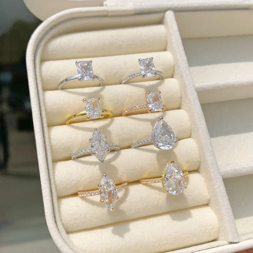 18K Gold Plated 925 Sterling Silver Crushed Ice Cut Lab Sapphire Gemstone Wedding Party Fine Jewelry Rings Wholesale