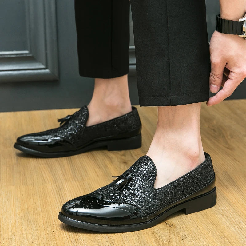 Business Dress Shoes Men's Oxfords Genuine Leather Pointy Toe Lace Up High Quality Office Wedding Formal Shoes For Men Black