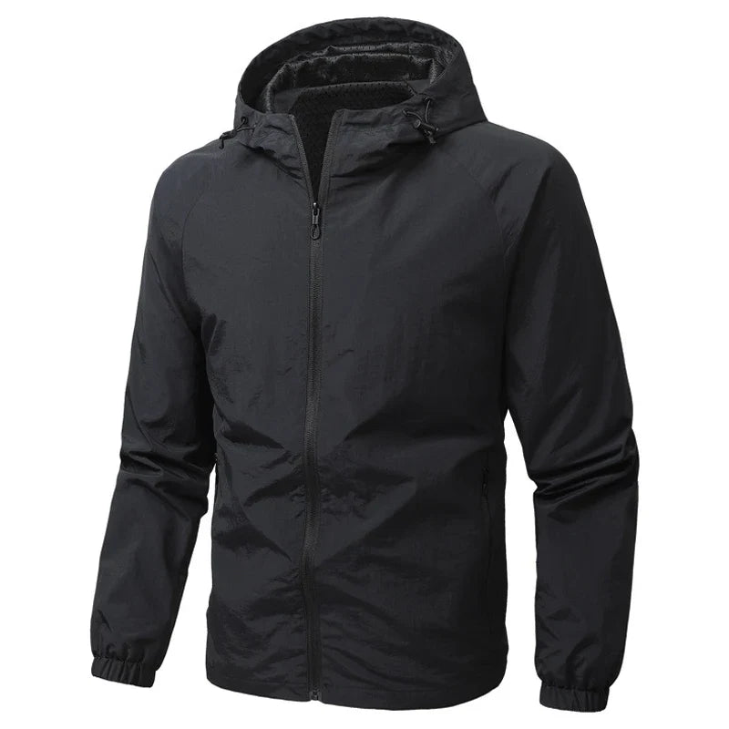 Men’s waterproof hiking jacket, breathable hooded windbreaker, quick dry outdoor coat, autumn, M–5XL