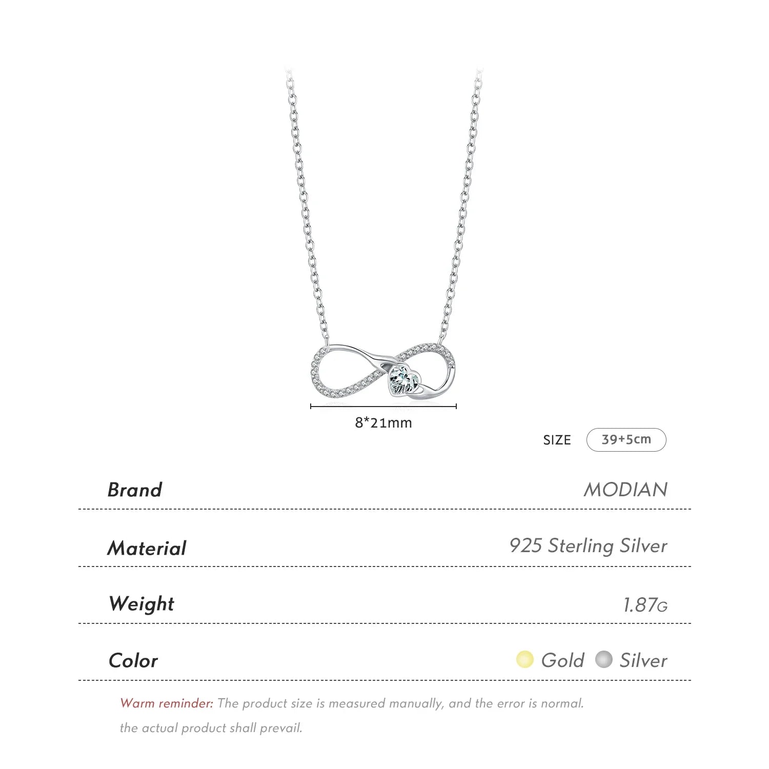 925 Sterling Silver Infinite Love Necklace Romantic Embrace Heart Pendant Link Chain For Women Anniversary Jewelry Gifts