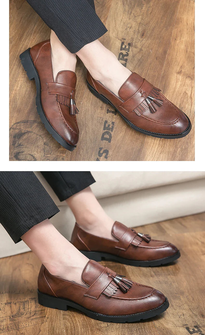 Tassel vamp loafers all match youth suit beamers men Korean version of British men's shoes best man shoes fashion