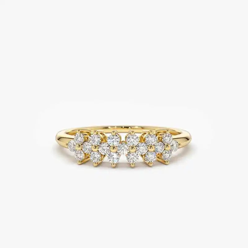 2mm Moissanite Ring With Certificate 925 Sterling Silver Cluster Flower Wedding Rings For Women 14k Gold Plated Jewelry
