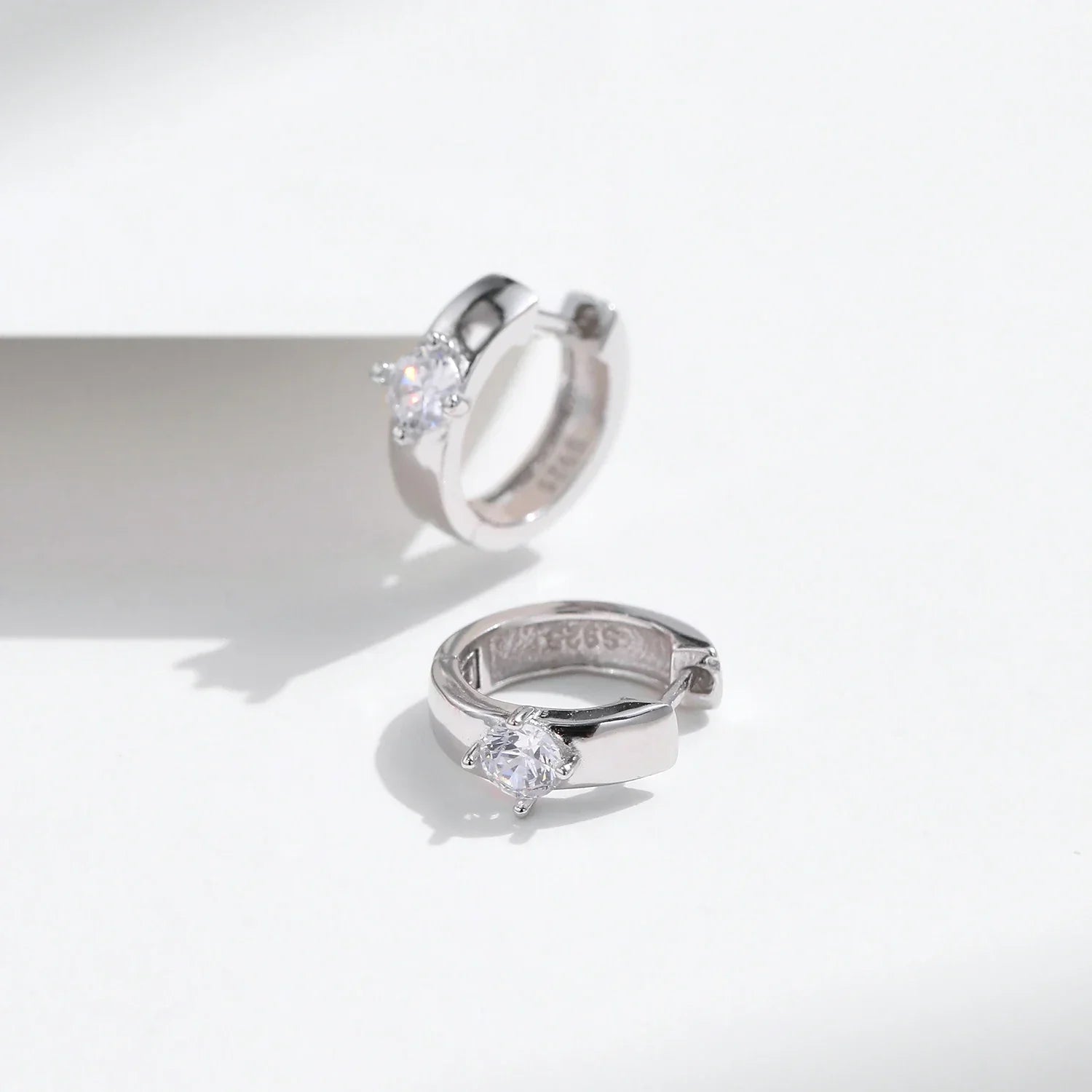 Round Moissanite Ear Buckles Lab Diamond 925 Sterling Silver Engagement & Wedding Hoop Earrings for Women Jewelry Gifts