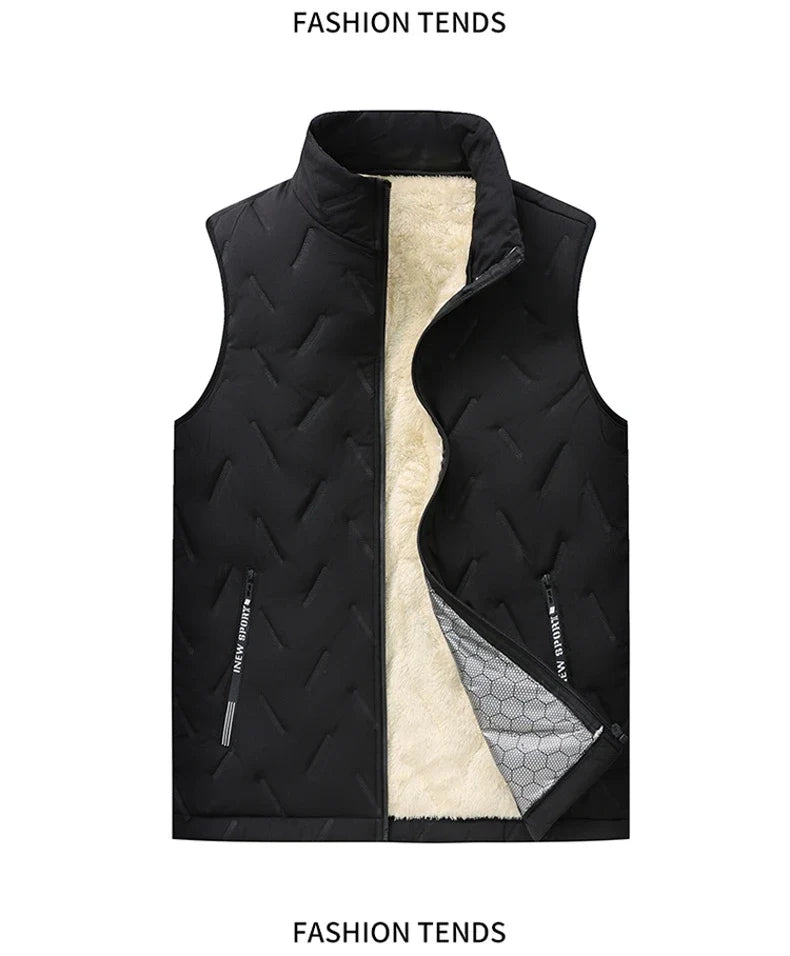 Unisex Large Size Lamb Velvet Fleece Lined Thickened Warm Vest Casual Fashion Collar Jacket M-7XL Couple Style Topwear