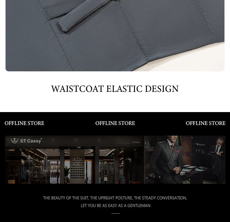 Men's suit black collar formal dress wedding three-piece suit orthodox suit vest pants