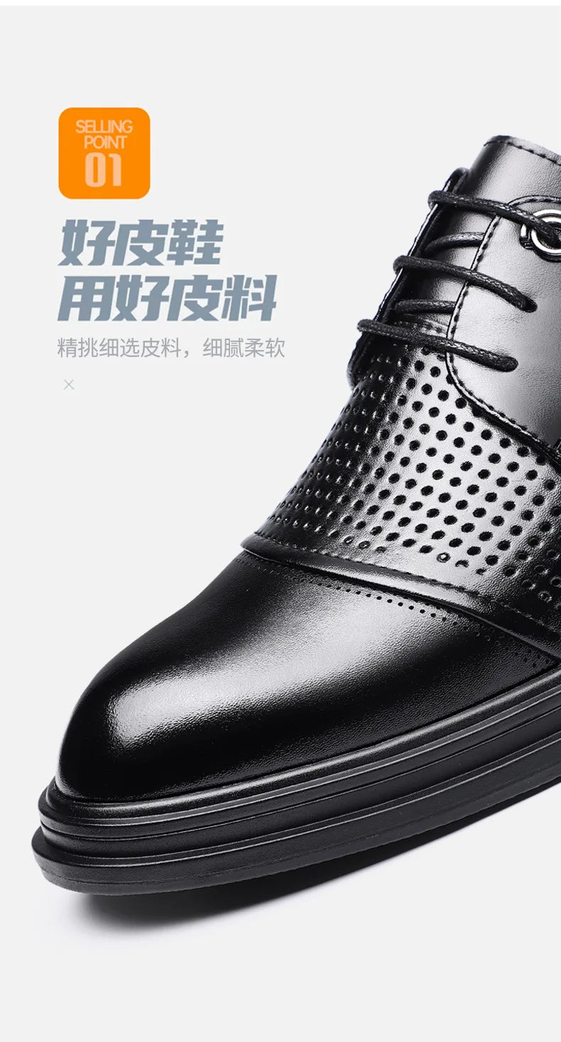 2026 New British Business Formal Leather Shoes for Man Summer Autumn Hallow Dress Shoes Male Solid Color Fashion Shoes Man