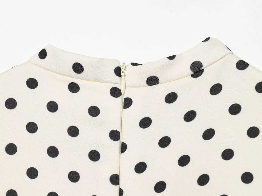 Summer Polka Dot Mini Dresses For Women Casual Short Sleeve Lace Up Collar Dress Sexy Lady Club Party Woman Evening Dress
