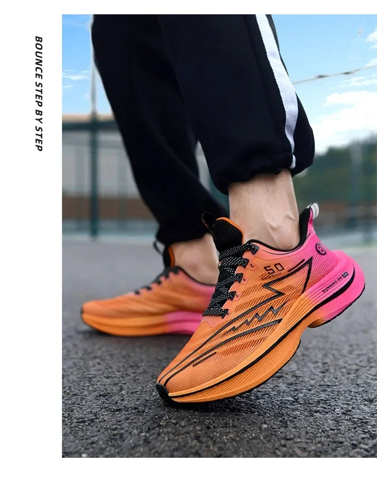 Men's Carbon Plate Running Shoes Soft Cushion Shock Absorbing Sports Shoes Unisex Sneakers Light Anti-Slip Training Shoes