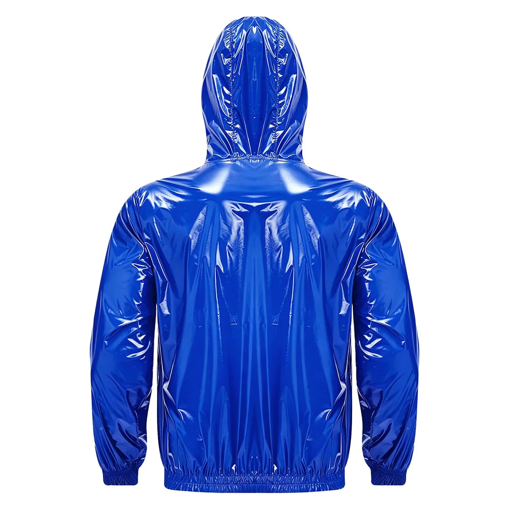 Mens Waterproof Hooded Jacket Tops Breathable Raincoat Waterproof Windproof Outdoor Biking Fishing Jacket Hood Outerwear
