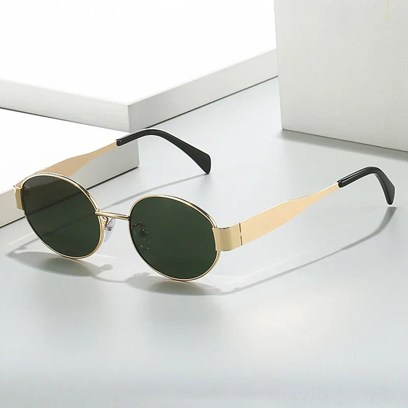 Luxury Small Oval Sunglasses Men Women Brand Design Metal Round Sun Glasses Classic Reto Casual Driving Shades