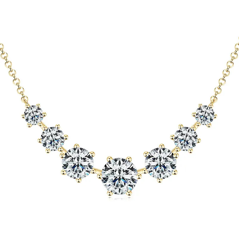 Round Cut Moissanite Smiley Curve Pendant Necklace Chains for Women Real 925 Sterling Silver Wedding Fine Jewelry Gifts