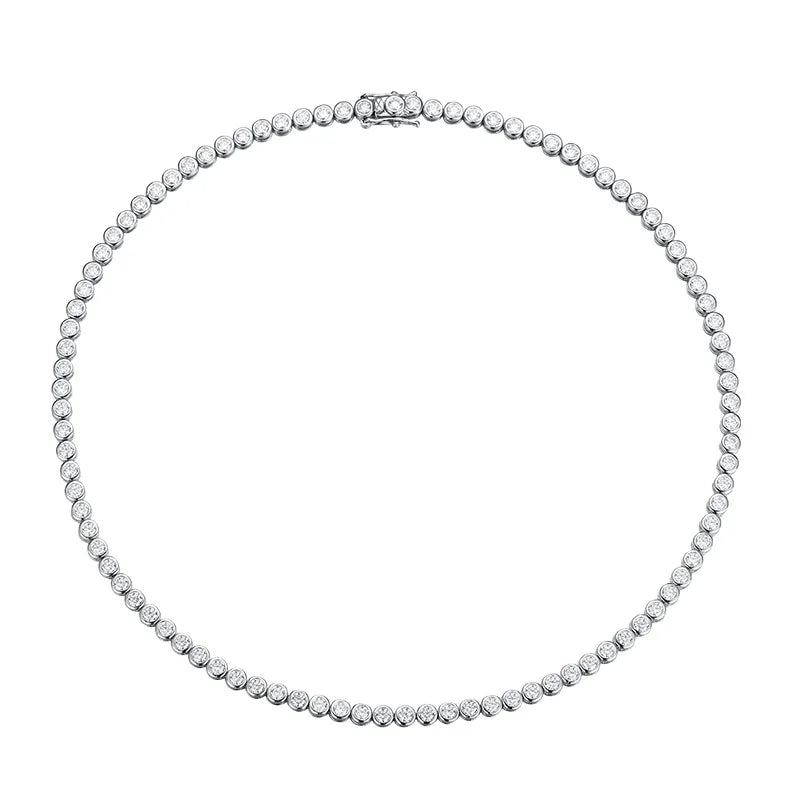 Luxury Bubble 2/3mm D Color Full Moissanite Tennis Necklace for Women S925 Silver Plated 18K Diamond Neck Chain Necklaces