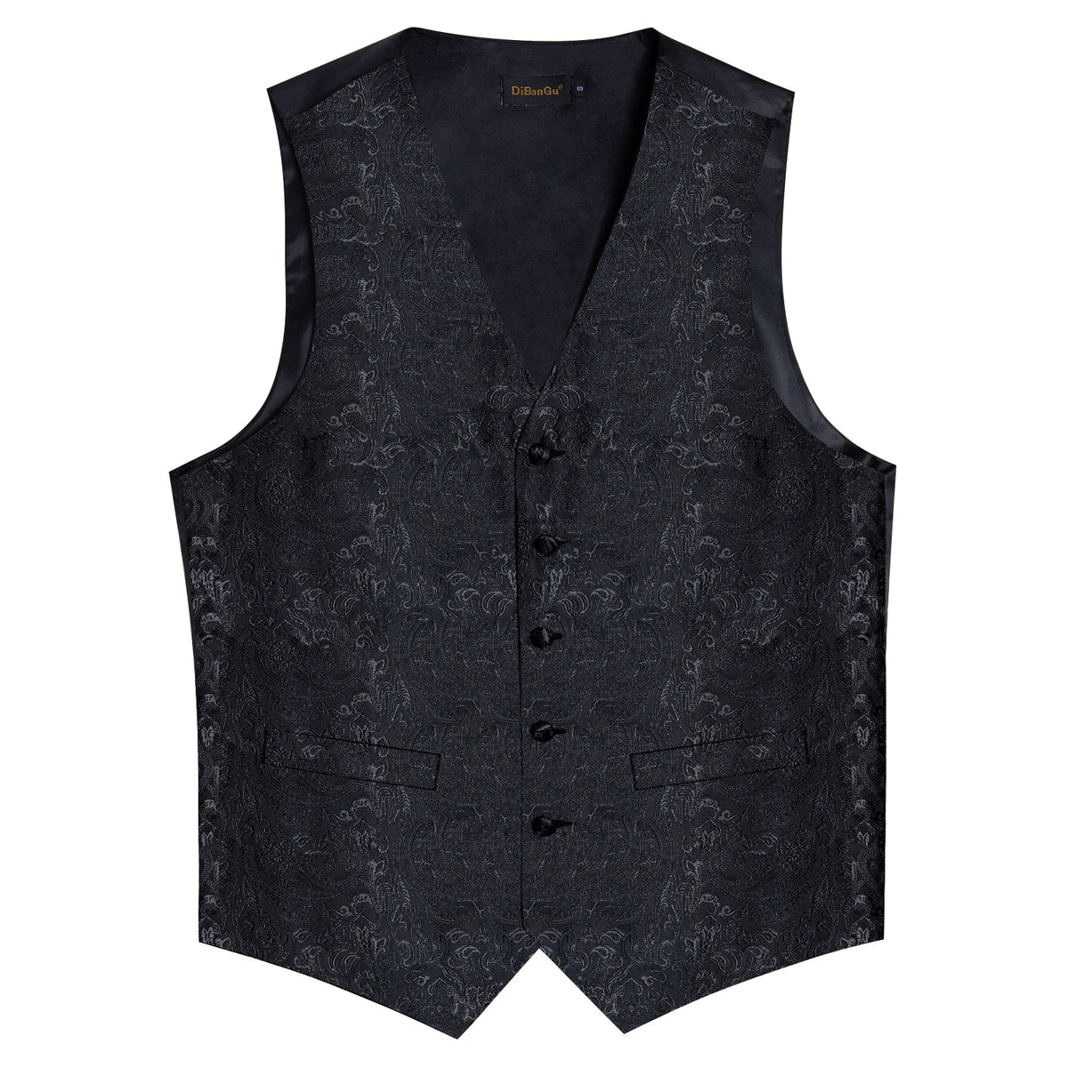 Suit Vest for Men Black Solid Paisley Wedding Prom Groom Jacquard Waistcoat with Necktie for Tuxedo Men Clothing