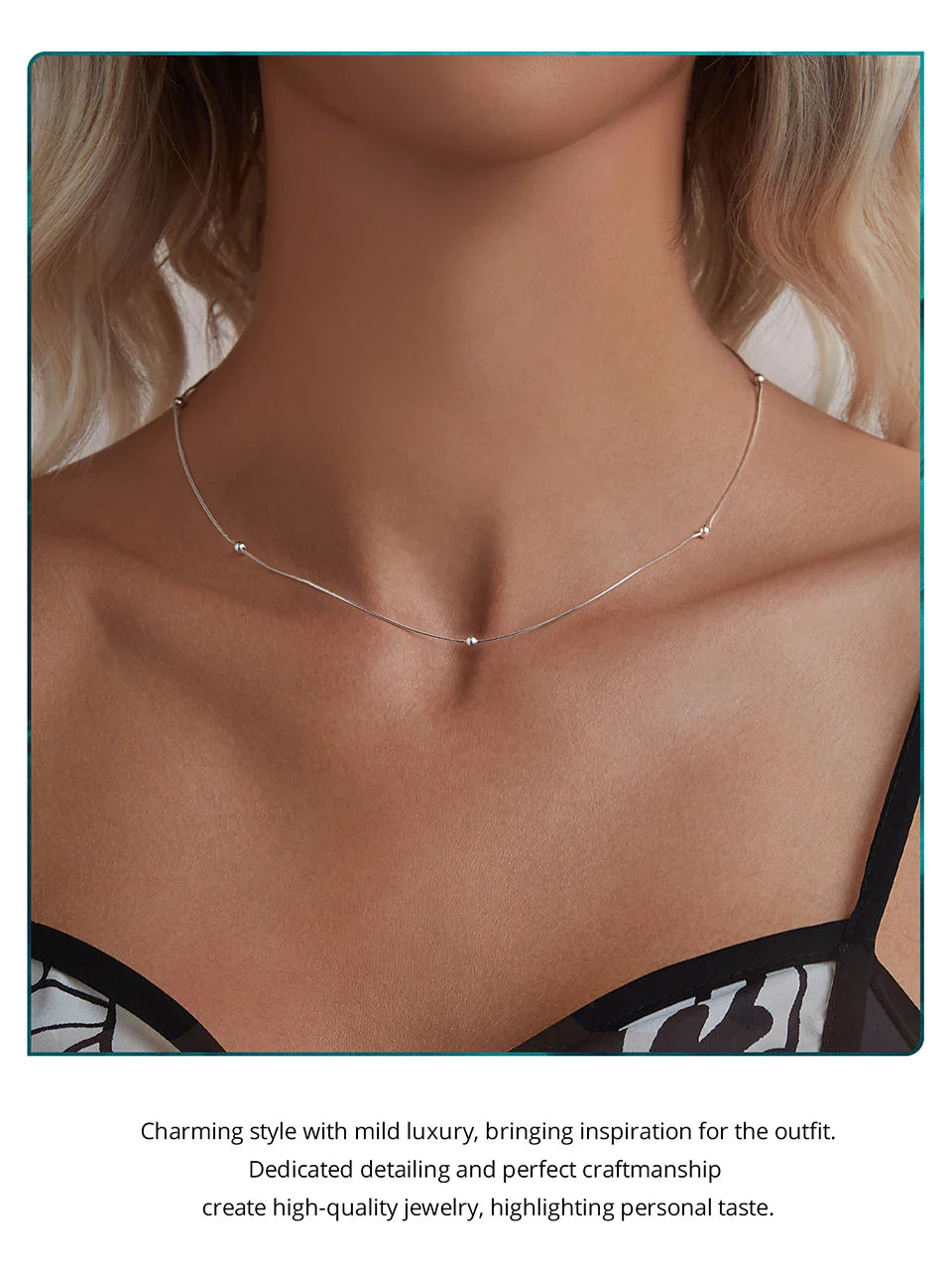 Gold Plated Beads Snake Chain Necklace for Women, 925 Sterling Silver Adjustable Basic Chain Necklace Wedding Jewelry