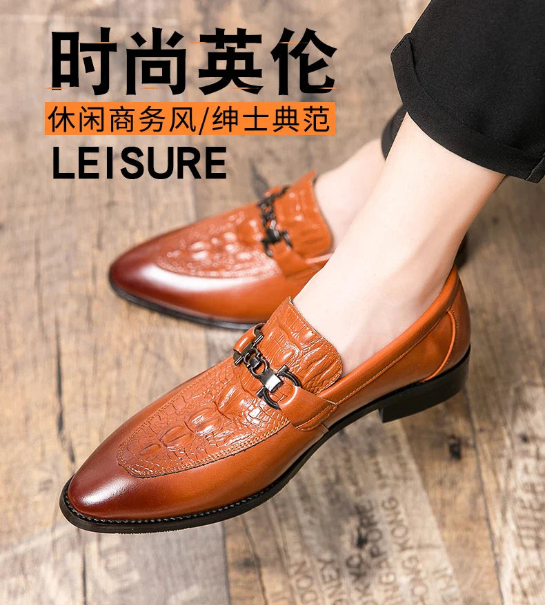 New Dress Leather Lofers Men Classic Casual Business Shoes For Men Social Party Leather Shoes Slip On Wedding Office Shoes Male