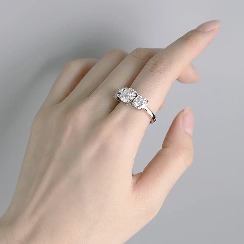 White Gold 4/2CT Moissanite Ring for Women Sparkling Lab Grown Diamond Wedding Band S925 Solid Silver Jewelry Wholesale