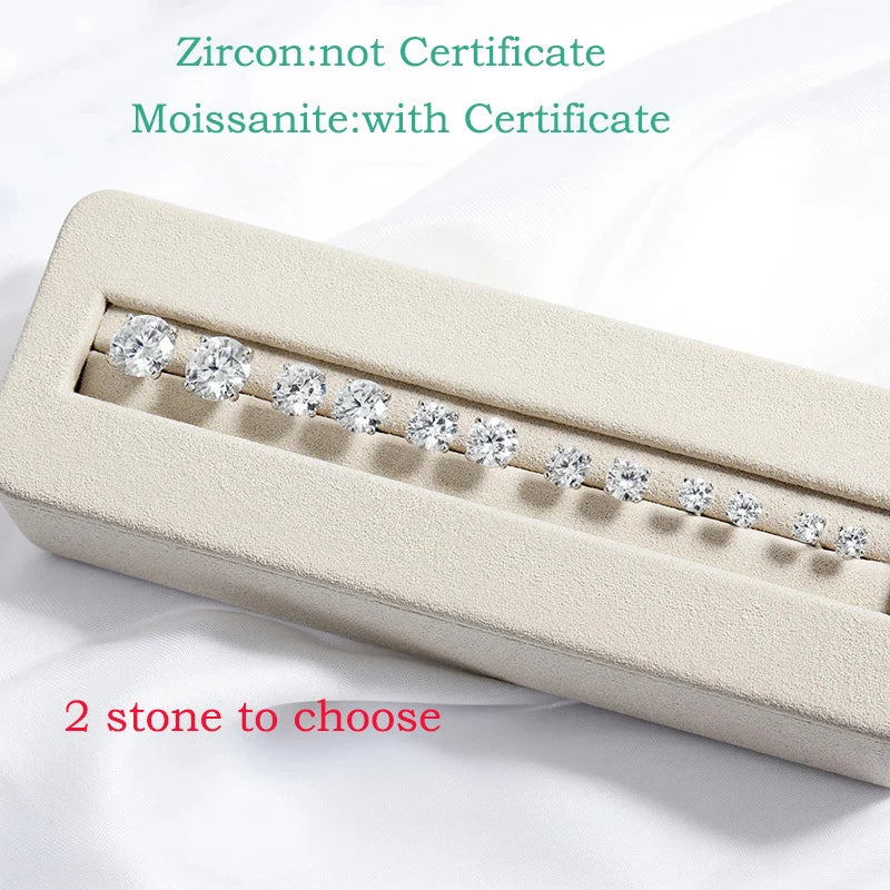 Each 0.2-2CT Certified Moissanite Stud Earrings for Women 4 Claw Sparkling Wedding Party Jewelry Sterling Silver S925