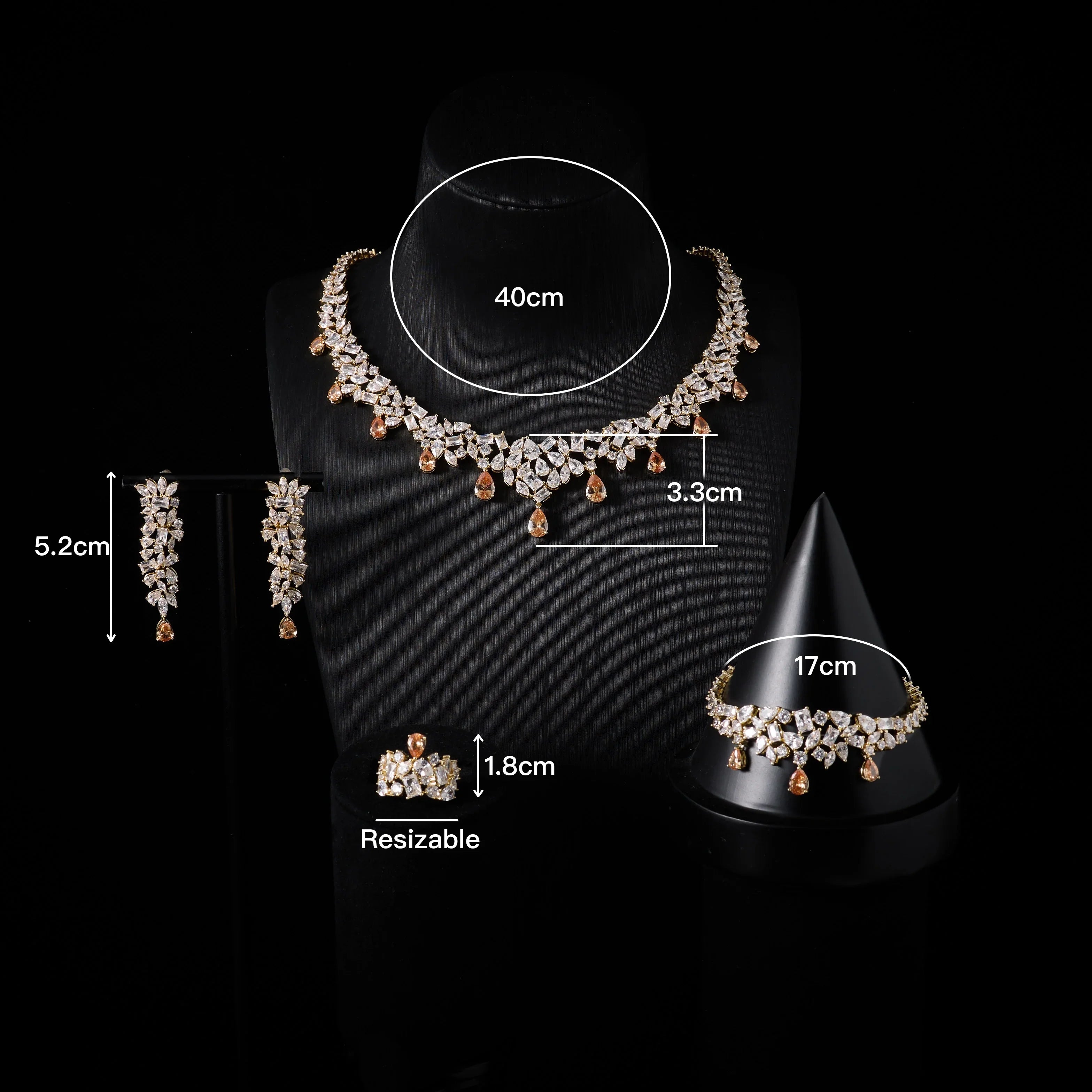 00073 Bridal Cubic Zirconia Necklace Set for Women Dubai Jewelry Sets  Wedding Jewelry Wedding & Engagement Accessories