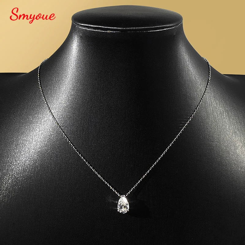 1-4CT Pear Cut Moissanite Pendant Necklace for Women Girls 3 Designs Lab Diamond Wedding Silver 925 Chains Fine Jewelry