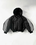 Unisex Harajuku street zip jacket, striped cotton-padded warm coat, goth hip hop style, S–XXL