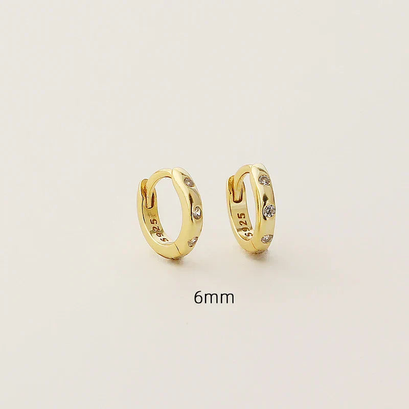 925 Sterling Silver Fashion Simple Piercing Ear Closure Statement Stacked Ear Hoop Earrings for Women Huggies Jewelry