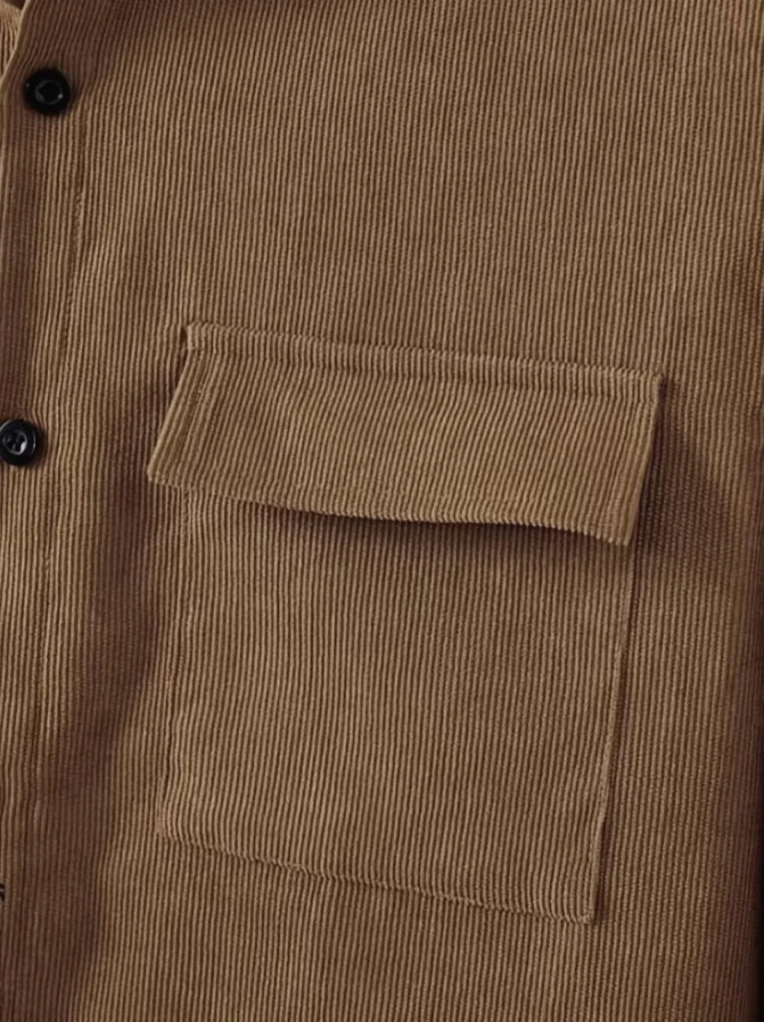 Men's suit Solid color corduroy suit Long sleeve shirt and pants casual suit