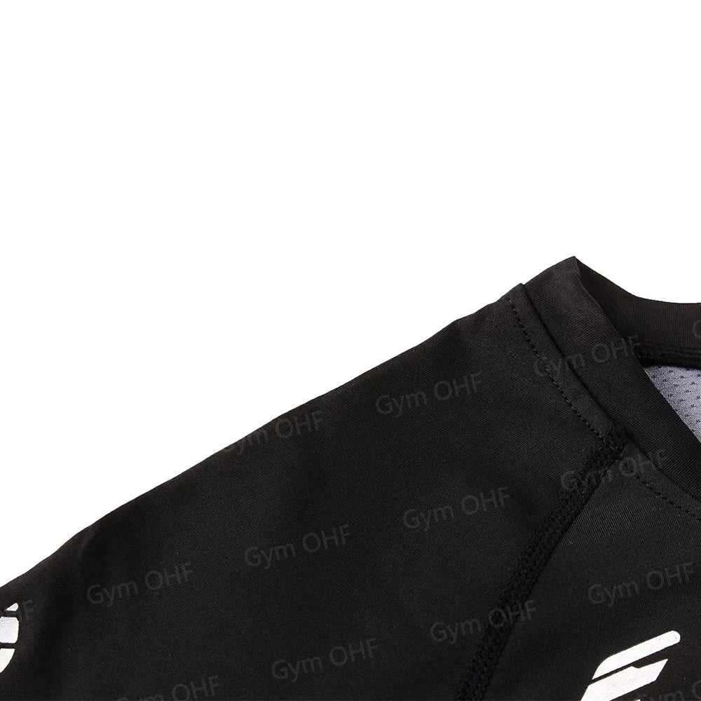 Funny Face 2 in 1 Shorts T Shirt Suits Men's Fitness Breathable Second Skin Compression Shirts Sets Gym Double Deck Shorts