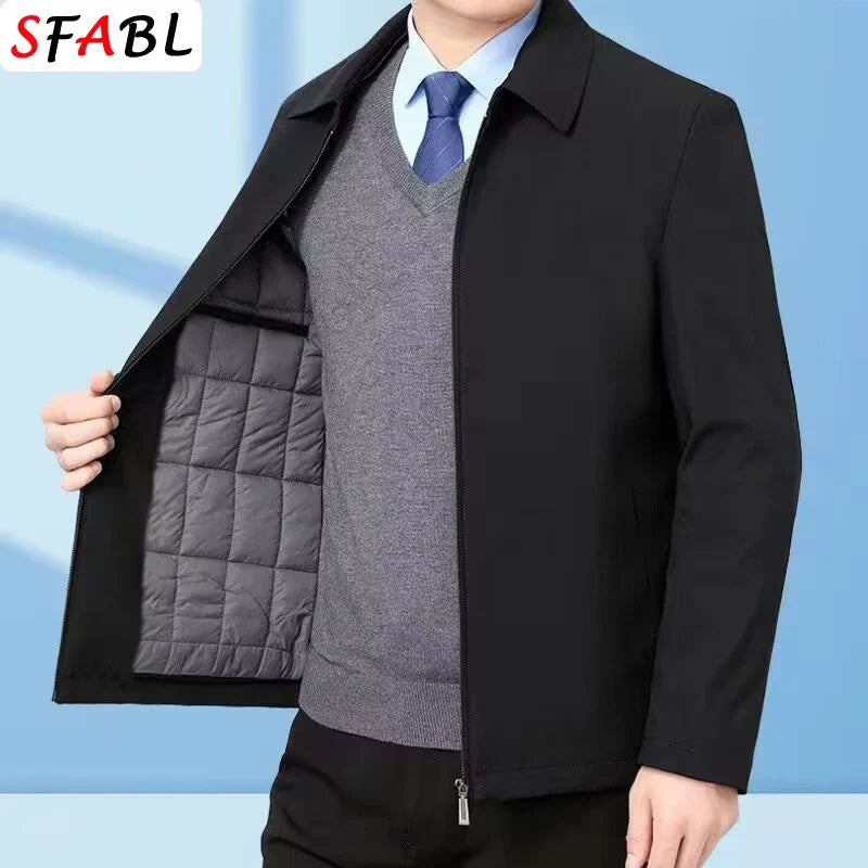 Casual Thermal Warm Winter Jackets for Men Business Blazers Coat Fleece Lining Men's Winter Jacket Luxury Parka Outerwear L-3XL