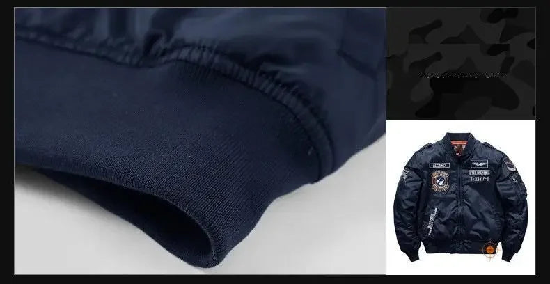 Winter Hip Hop Thick Warm Jacket Men High Quality Military Motorcycle Ma-1 Aviator Pilot Coats Male Baseball Bomber Jacket