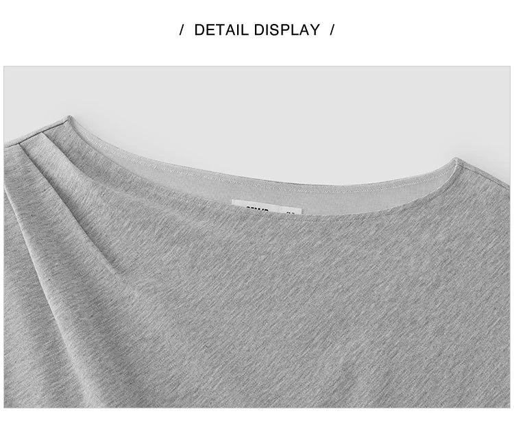 Women Dress One Shoulder Oblique Neck Waist Pleated Solid Cool Feeling Mini 2026 Summer Minimalist Temperament Fashion Top
