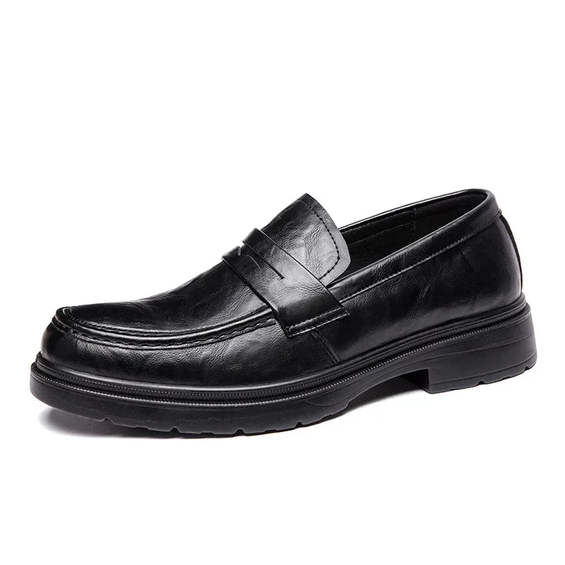 Men's Genuine Leather Casual Trendy Business Shoes Large Size 46 Code Debout Illetre Rubber Sole Added Height Fashionable Shoes