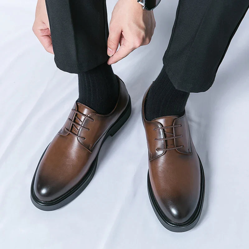 Trend Lace Up Shoes Wedding Dress Footwear Leisure Walk Office Flats New Business Formal Mens Oxford Shoes Leather Casual Shoes